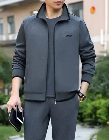 【京东优选】春季运动服男棉质休闲休闲套装男宽松运动衣男士春秋三