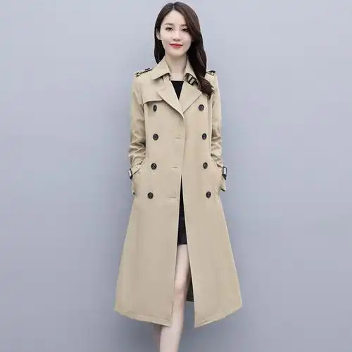 风衣女中长款过膝2021春季新款韩版气质流行女士大衣修身长外套