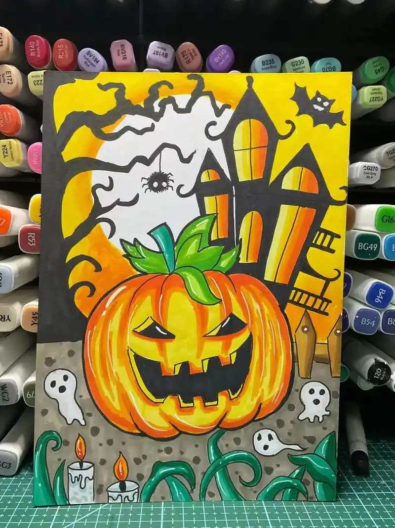 马克笔主题画创意万圣节