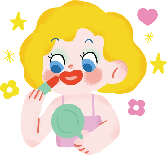 日常可爱卡通化妆表情彩色手绘插画闪烁童真臭美图片