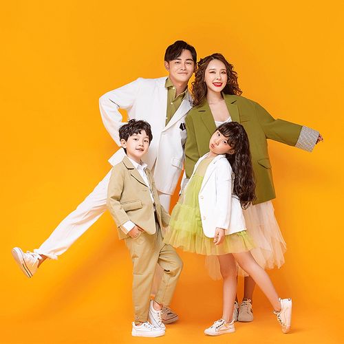 新款影楼亲子装儿童摄影服装一家四口全家福艺术拍照写真衣服套装