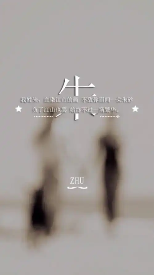 我姓朱创意文字手机锁屏壁纸