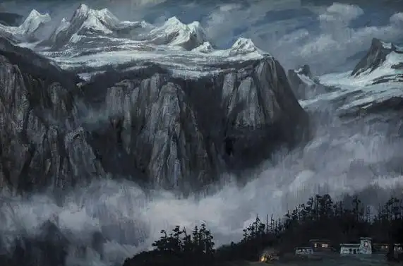 姚钟华 《巴拉格宗之夜》布面油画 120×180cm 1992年