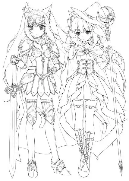 求动漫人物线稿,不要q版,尽量复杂的