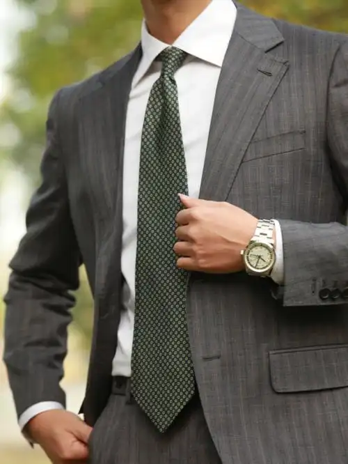 natyhunt玛尔斯火星群真丝领带gievescharles花灰条纹西服套装#正装不