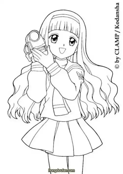 可爱的二次元猫咪少女漫画涂色图片免费下载-红豆饭小学生简笔画大全