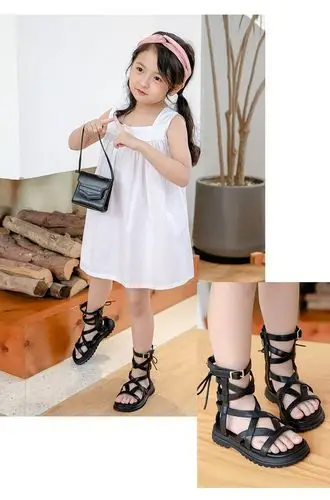 新品 女童凉鞋2020夏季新款时尚高筒儿童罗马鞋韩版公主软底沙滩鞋