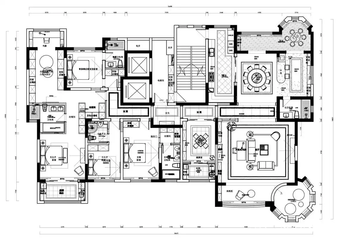 383平米为三胎家庭量身定制的完美大平层