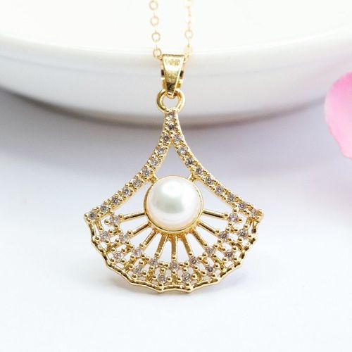 眷钰 天然淡水珍珠吊坠小裙子新款项链ins网红潮流珠宝首饰0803