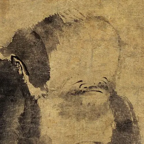 南宋梁楷泼墨仙人图卷轴挂画条幅画真迹高清复制品国画中式装饰画