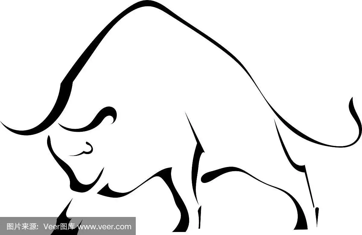 一头强壮的野牛的黑色剪影