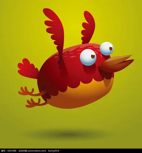 红色小鸟韩国矢量动物插画