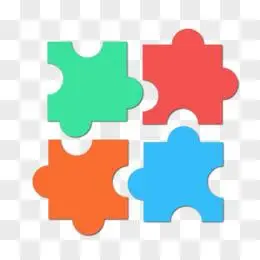 手绘彩色拼图装饰元素