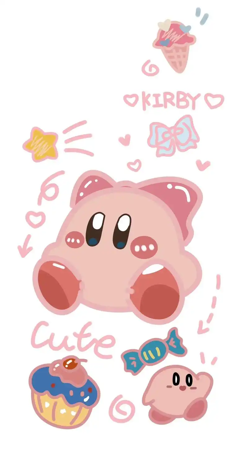 可爱的大粉球子,分享一组手绘壁纸#好看的背景图 #锁屏 #拿 - 抖音