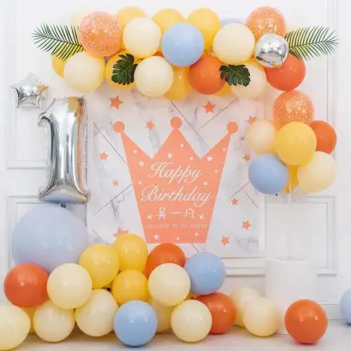 女孩宝宝1一周岁生日布置儿童向日葵主题满月气球百天宴场景装饰2