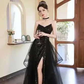 寒栩礼服女宴会晚礼服小个子轻奢裙高端小众高级亮片高定毕业演出主持