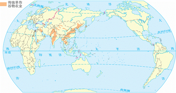 p>旱作谷物农业是一种分布在温带大陆的东岸以及亚热带干旱的山地的