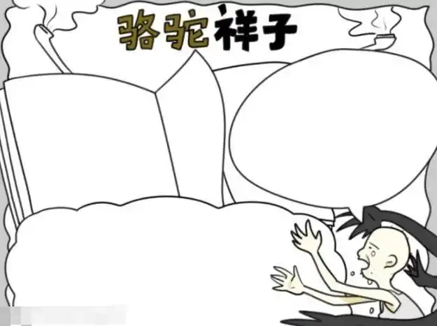 5在三个边框中画上横线,简单好看的骆驼祥子手抄报就完成了.