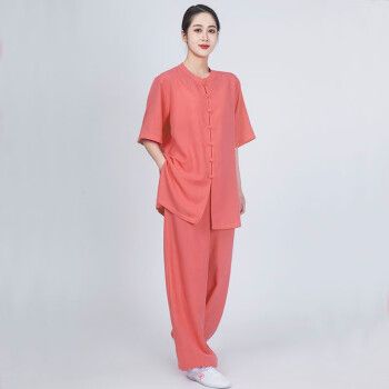新款棉麻太极拳练功服短袖女士时尚薄款太极服棉绸春季亚麻中国风