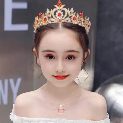 女童皇冠头饰生日公主发箍儿童王冠珍珠发冠女孩礼物头冠发饰皇冠繁花