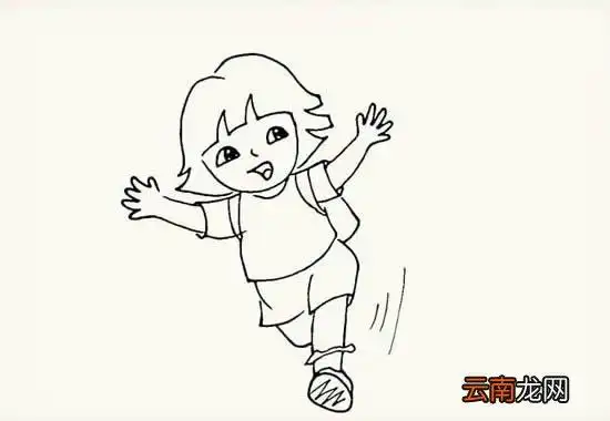 奔跑的小女孩卡通简笔画怎么画步骤教程
