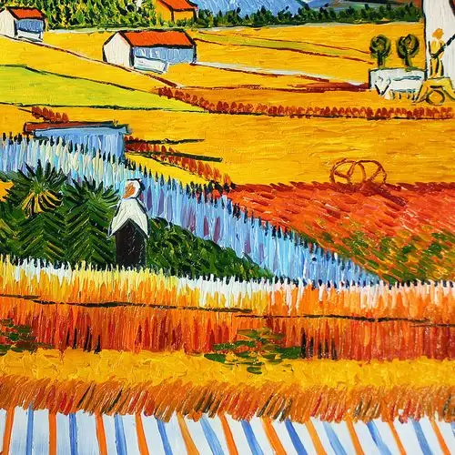 (临摹)梵高《金色麦田03》布面油画