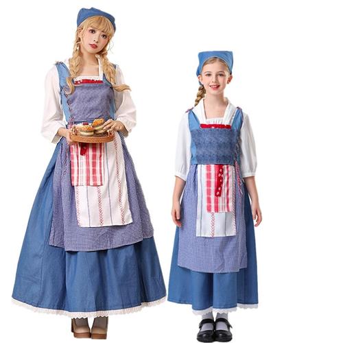 欧洲中世纪平民服装卖花小姑娘服装儿童话剧演出服法国田园农场装