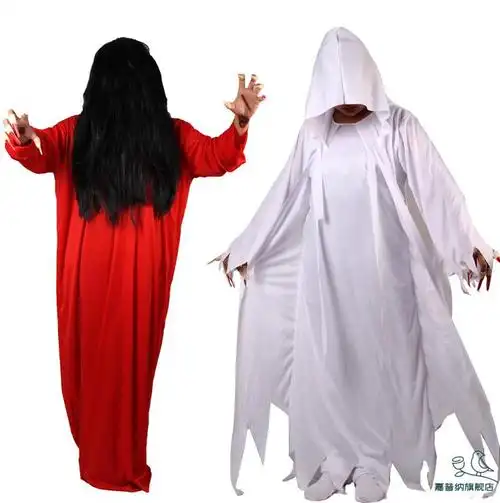 万圣节女鬼红衣贞子衣服笔仙吓人鬼屋扮鬼假发道具长发恐怖鬼服装