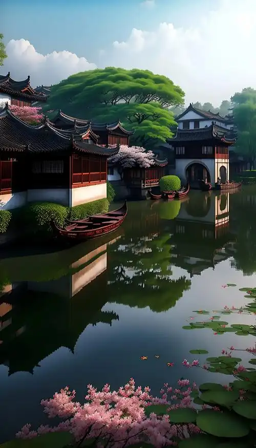 山水萦绕,厅榭精美#人间仙境美如画 #好山好水好风景 #江南 - 抖音