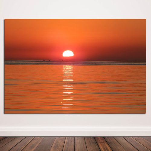 旭日东升海水图太阳日出画大海聚财风景画酒店办公室装饰贴自粘画 f01