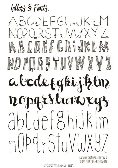 实用手帐英文花体字母素材