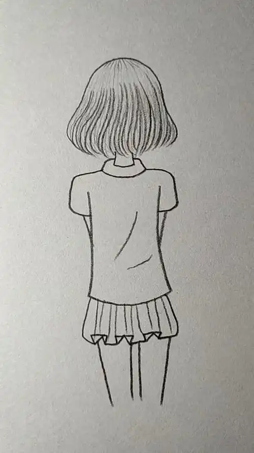简笔画#教你画美丽女孩的背影
