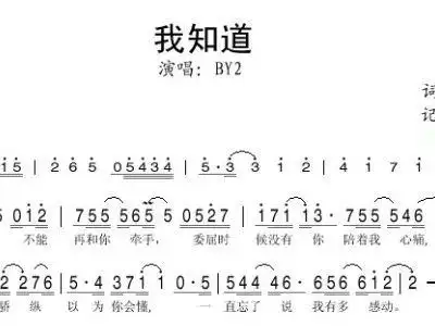 我知道 by2 歌谱 简谱