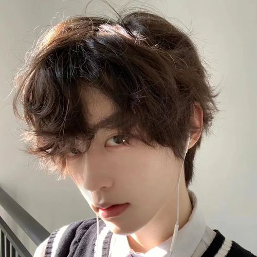 假发男酷炫自然假发短发蓬松微卷纹理烫修脸男士帅气发型全头套