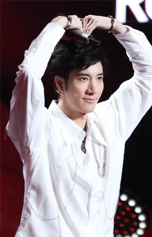 王力宏白衬衫白衬衫搭配黑色长裤帅气优雅