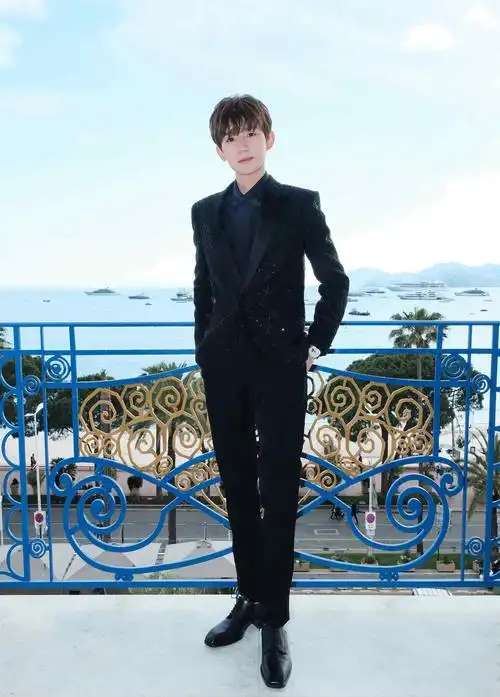 王源亮相戛纳红毯 黑色西装气质卓然