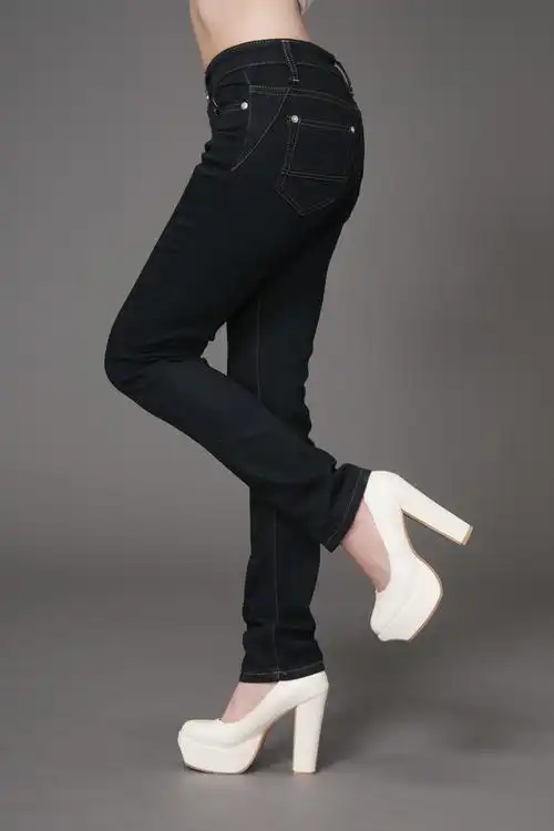 供应经典黑色修身显瘦牛仔裤长裤大码女裤显瘦26-34码604
