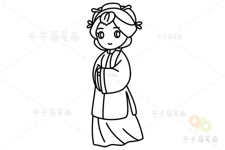 简单的古代端庄女孩简笔画