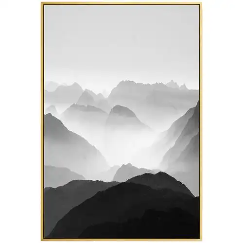 禅意墙画风景画卧室酒店山水画黑白餐厅挂画中式现代装饰画