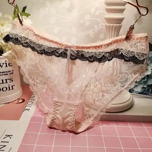 维多利亚内裤女透明火辣蕾丝微透女士内裤性感纯棉档三角裤女