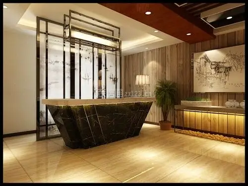 新中式风格400平米私人会所大厅装修效果图