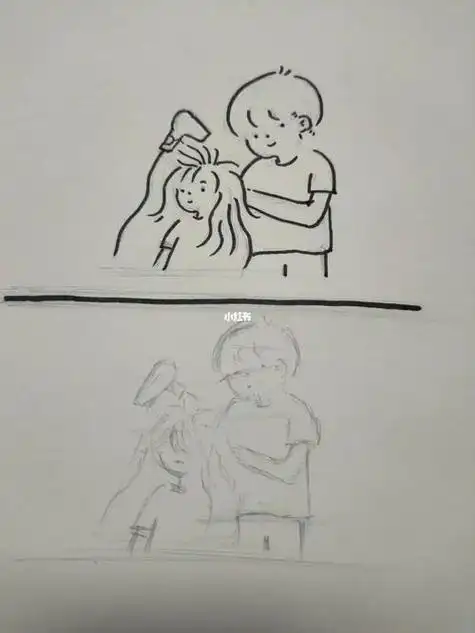 给女朋友吹头发简笔画