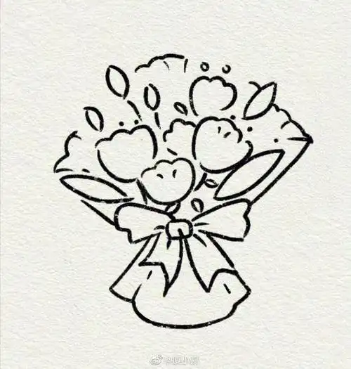 花束贺卡简笔画教程来了98 676767 送"嘉"人们一束花
