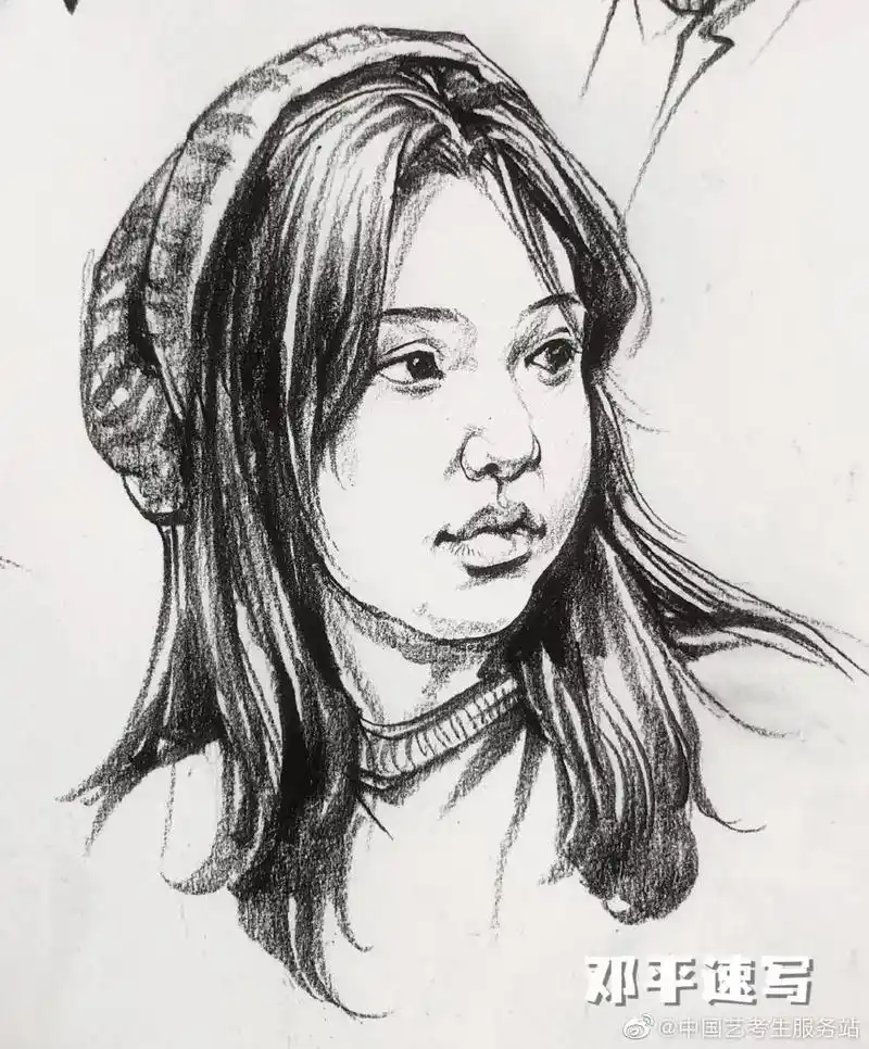 速写头像.速写头像来一组~存图去画吧 by:邓平速写#画画  - 抖音