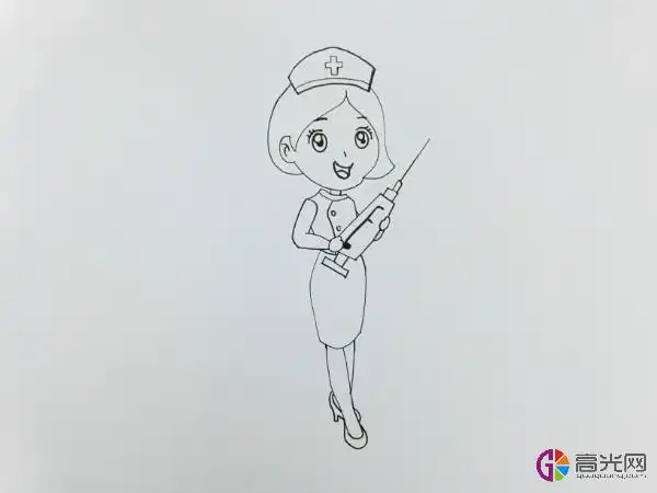 护士打针简笔画