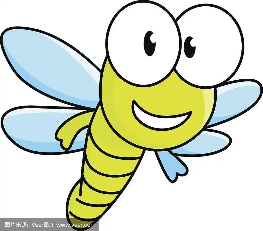 蜻蜓,卡通,性格,可爱的,华丽的