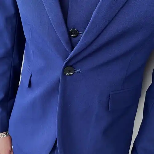 休闲小西装套装男蓝色帅气新郎婚礼修身潮流男士西服正装结婚礼服