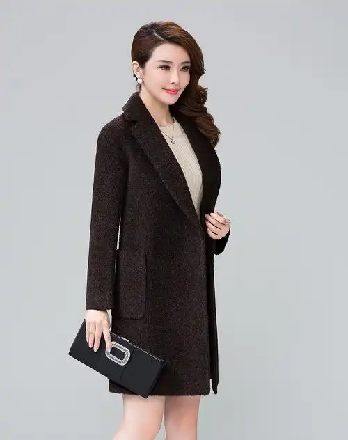 波司登女士羊毛大衣修身中长款毛呢外套