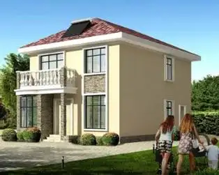 面宽8米进深12米占地90平米两间二层新农村精致小独栋别墅全套施工