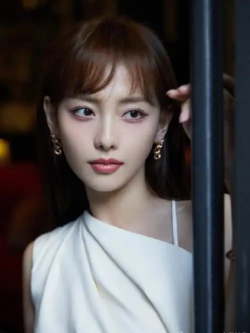 张嘉倪一袭白裙融进静谧的秋意